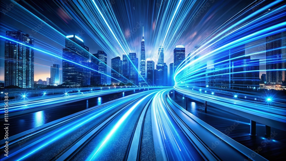 Panoramic View of a Glowing Cyberspace with High-Speed Light Trails for Futuristic Technological Product Presentation and Dynamic Motion Background Panoramic View of a Glowing Cyberspace with High-Speed Light Trails for Futuristic Technological Product Presentation and Dynamic Motion Background