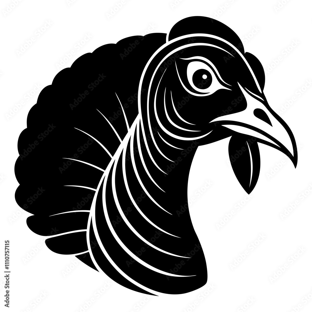 Fototapeta premium Wild Turkey head silhouette vector art on a whit background 