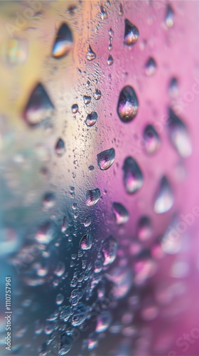 A macro shot emphasizing the delicate texture of water droplets, enhanced by the soft colors in the background.