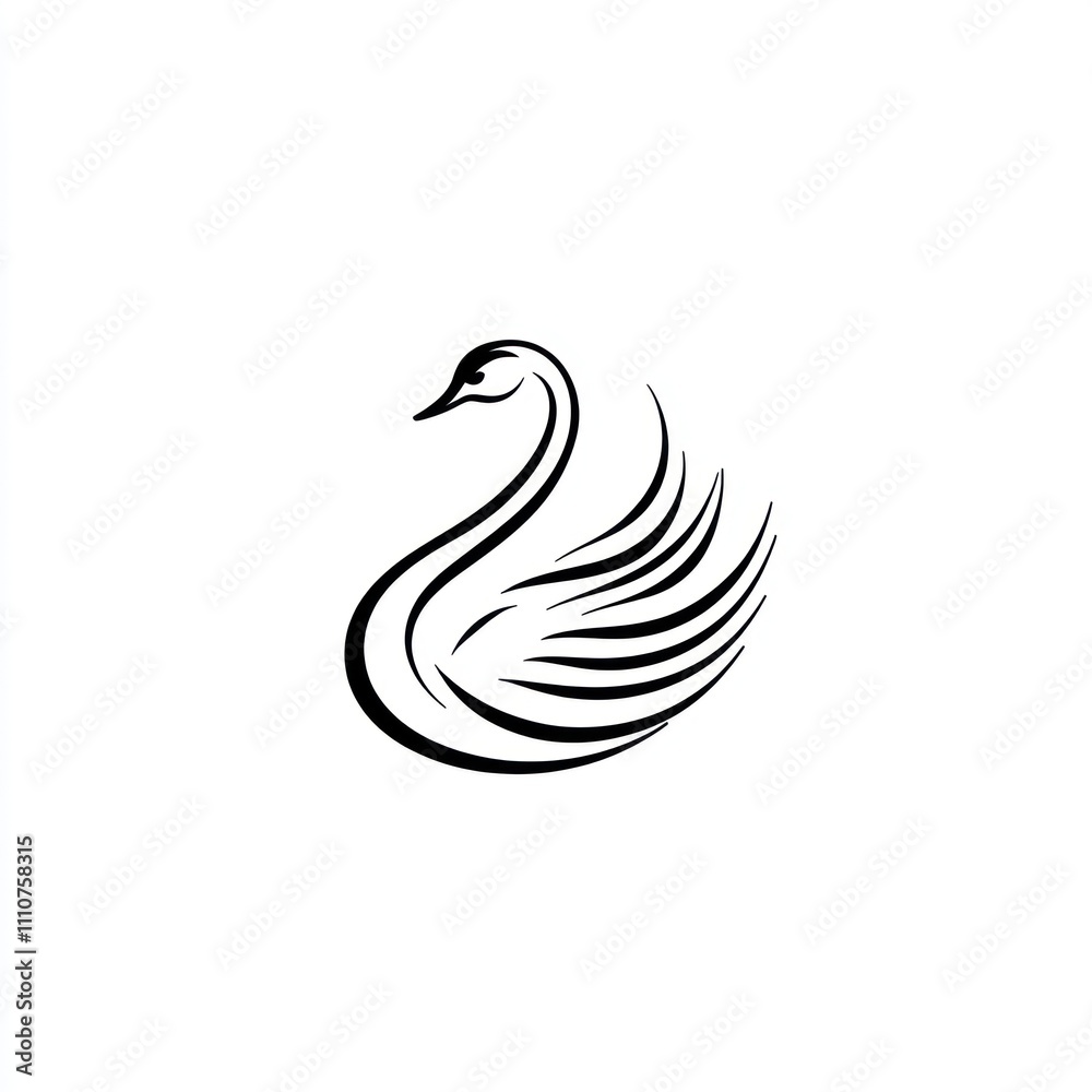 Obraz premium Elegant stylized black swan illustration.
