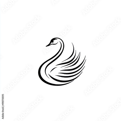 Elegant stylized black swan illustration. photo