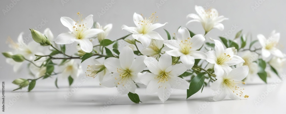 Graceful jasmine blooms showcased on a pristine white background, flowers, wallpaper, decoration, graceful