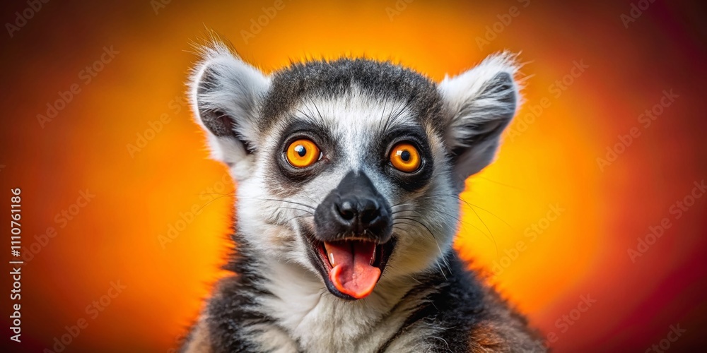 Playful Lemur in a Captivating Pose Perfect for Memes and Online Content Creation, Showcasing Its Expressive Face and Unique Features in a Studio Setting