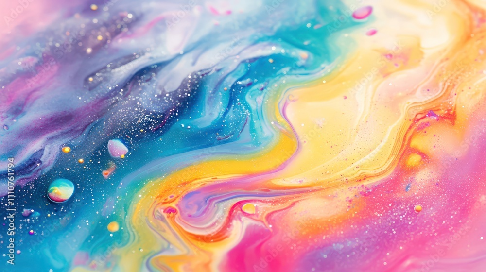 Fototapeta premium Background with pastel rainbow watercolor and holographic background