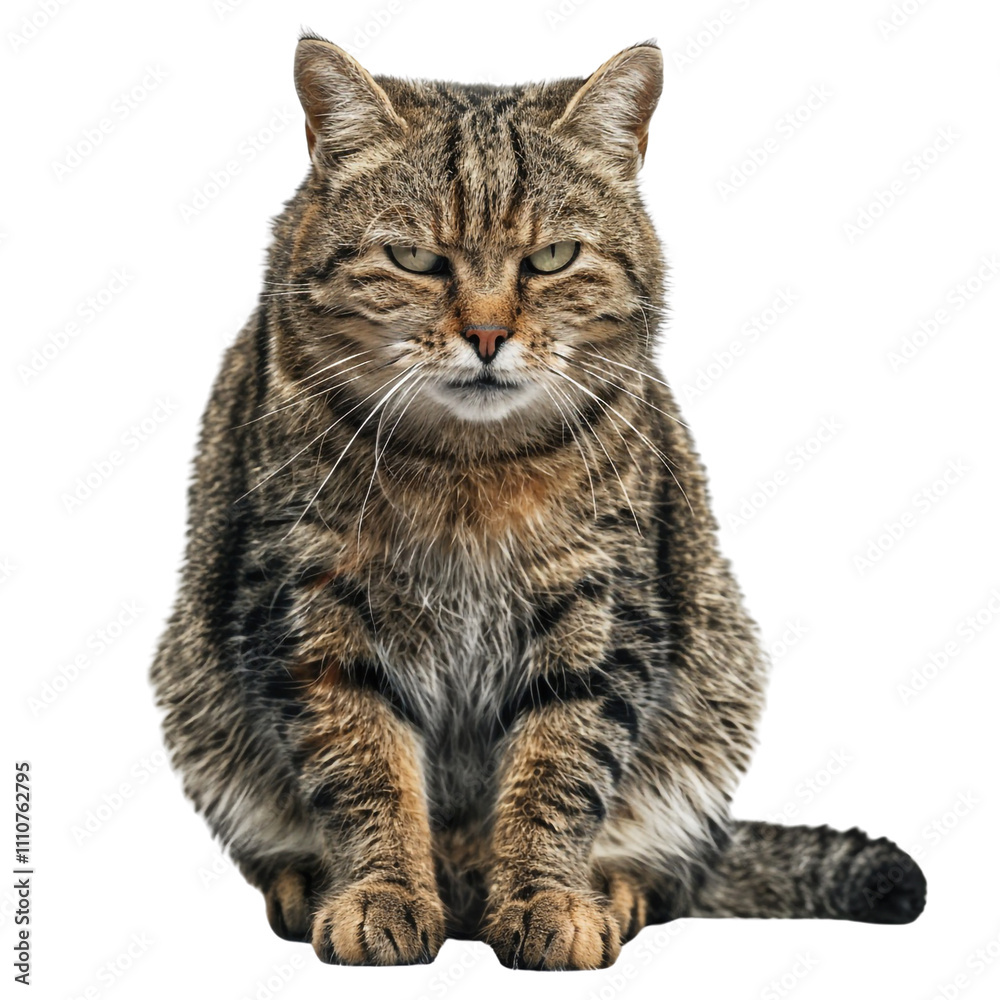 Fototapeta premium Tabby Cat Sitting with Serious Expression
