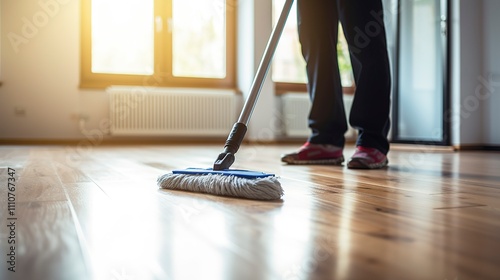 Wallpaper Mural A photo of a professional cleaner dusting off baseboa Torontodigital.ca