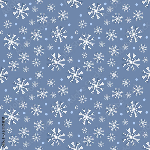 White snow on a blue background Seamless pattern background.