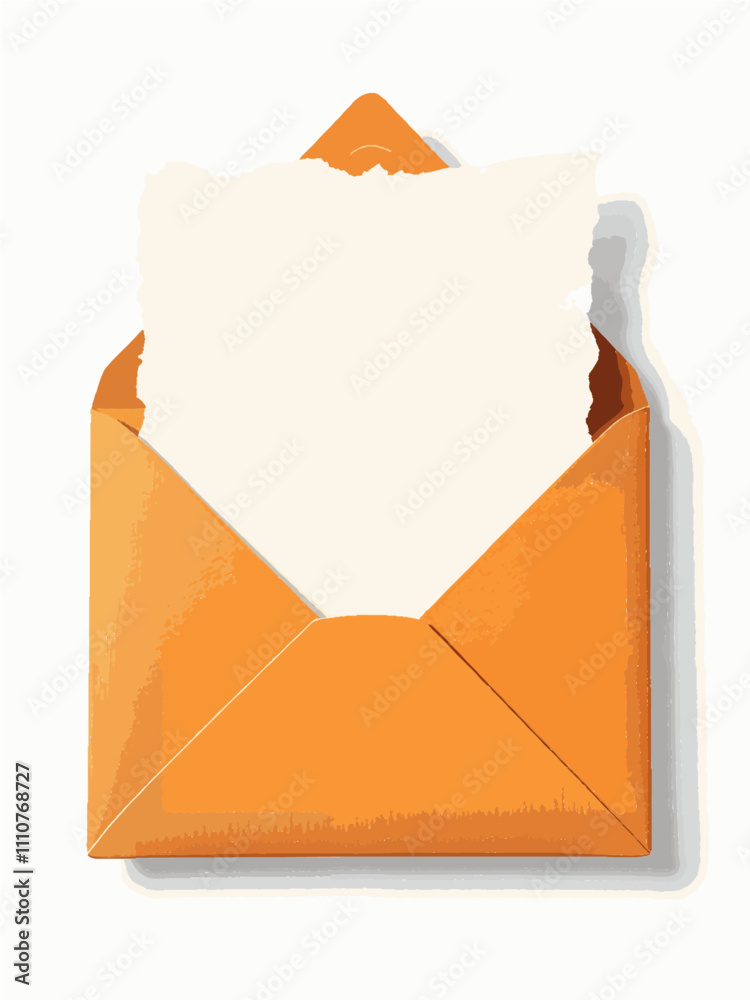 Open brown envelope with a blank paper inside, isolated on white background Open brown envelope with a blank paper inside, isolated on white background