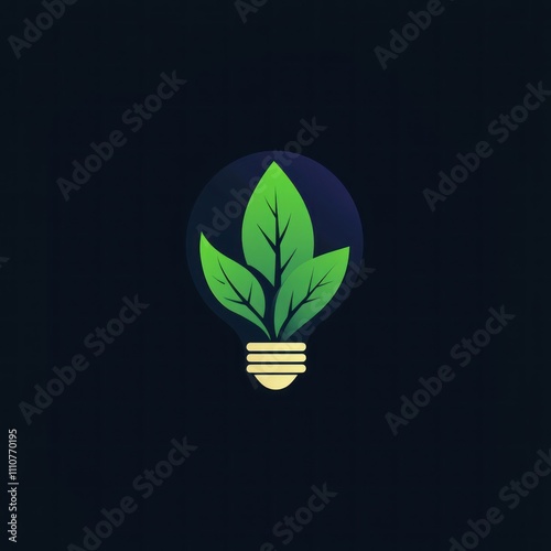 Green leaves growing inside a lightbulb, symbolizing eco-friendly energy. photo