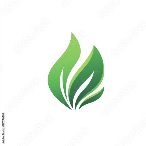 Here's a description and keywords for your image.. Abstract green leaf logo design.