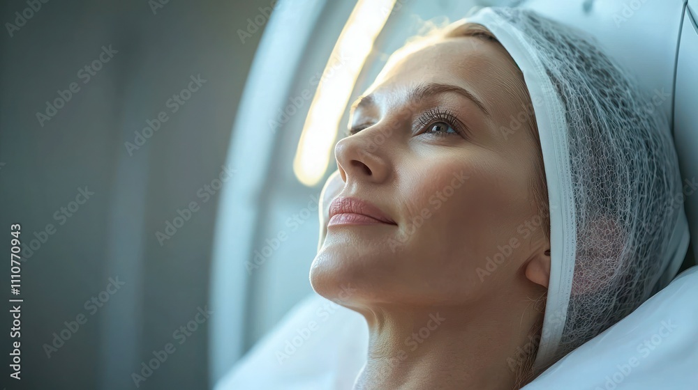 A patient receiving radiation therapy in an oncology center, highlighting advanced treatment methods A patient receiving radiation therapy in an oncology center, highlighting advanced treatment methods