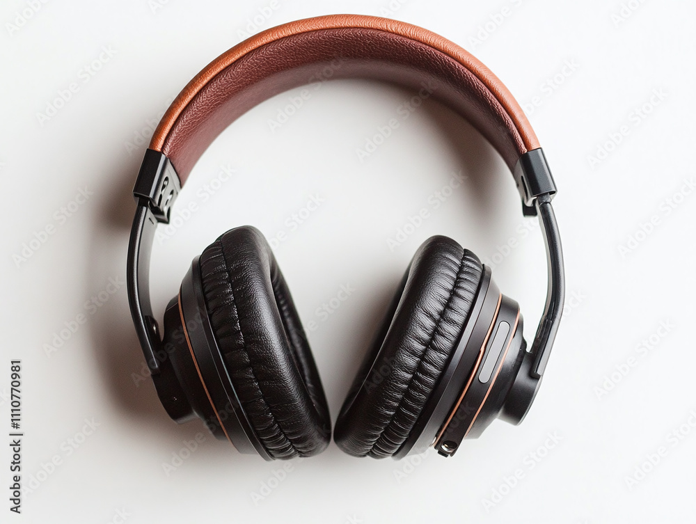 A high-quality pair of headphones, displayed with a clean aesthetic on white A high-quality pair of headphones, displayed with a clean aesthetic on white