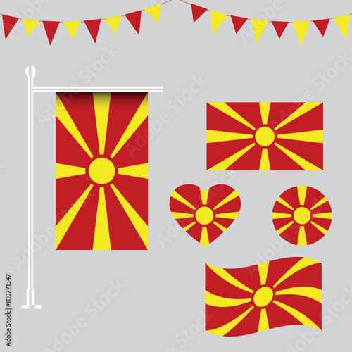Collection of Macedonia emblems and icons in different shapes