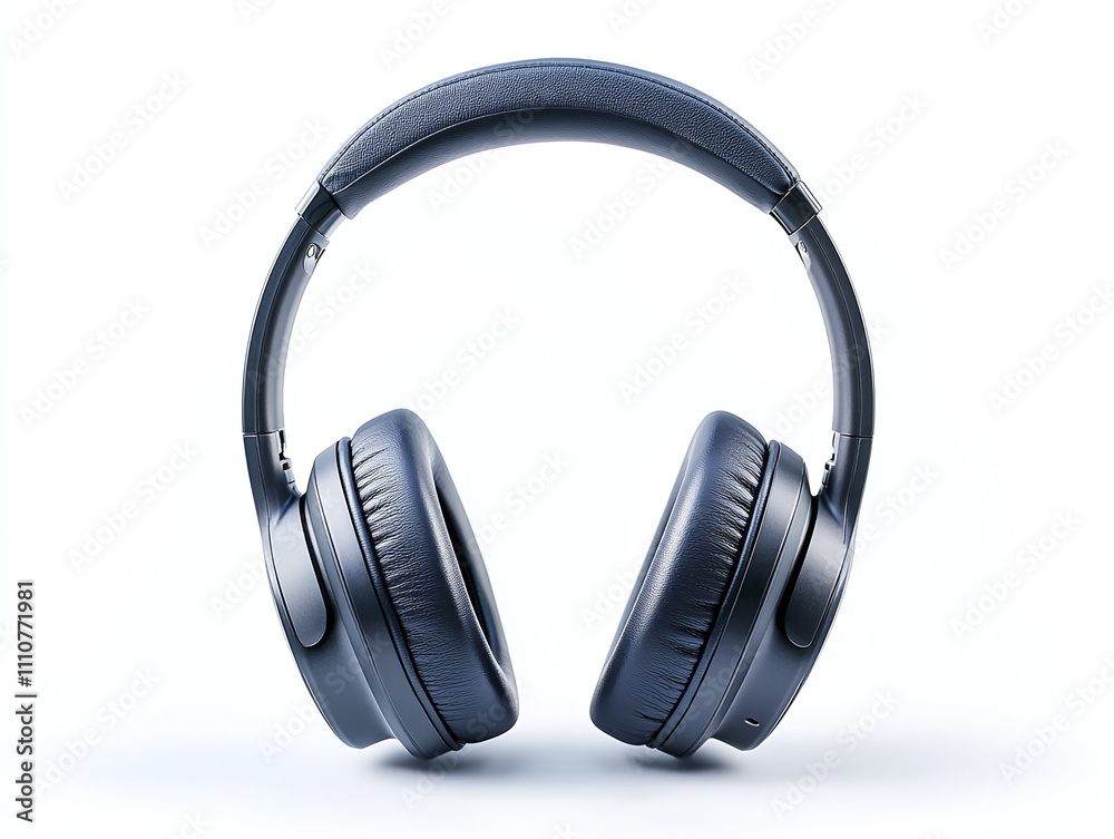 A pair of modern wireless headphones designed for travelers, isolated on white background