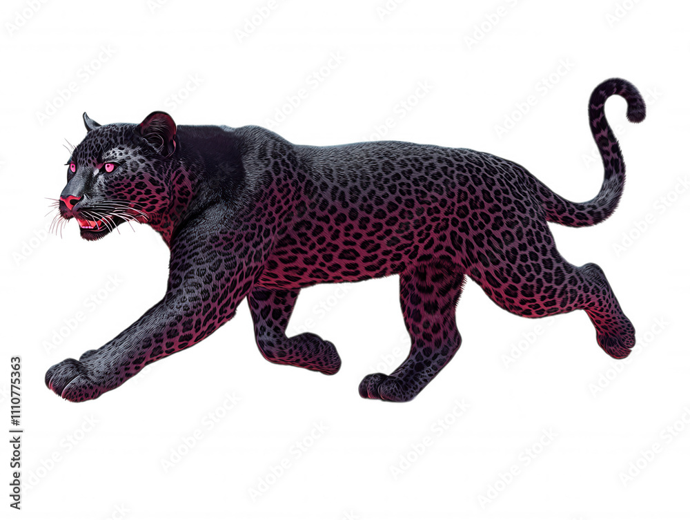 Mid Stride Black Panther Running Through Dark Background, Dynamic Illustrative Style Mid Stride Black Panther Running Through Dark Background, Dynamic Illustrative Style