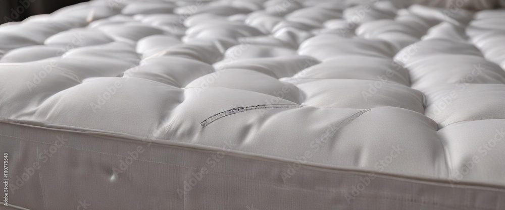 Fototapeta premium An intimate view of a king-size bed mattress with visible seams and stitching, seam, upholstery