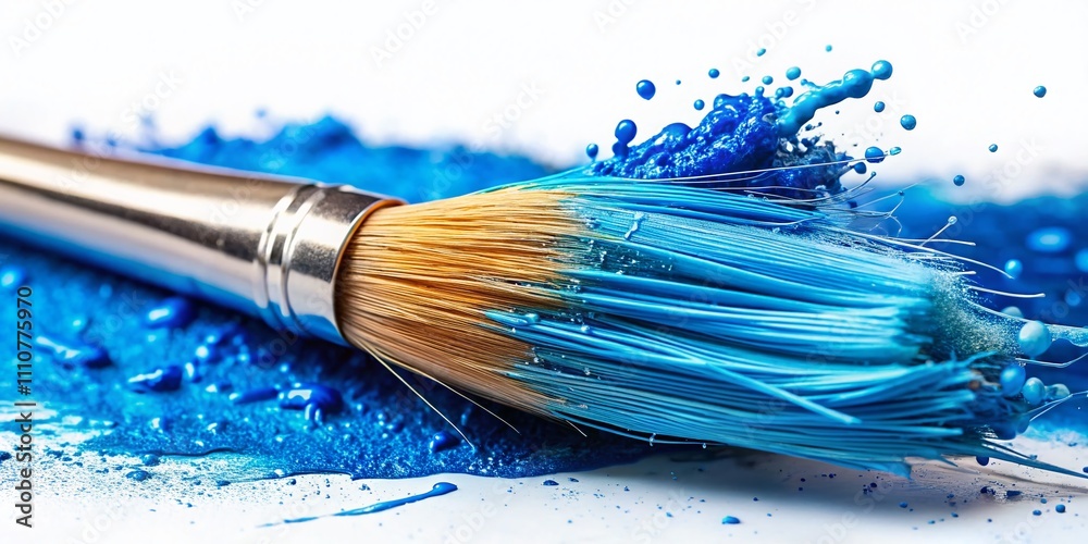 Shiny Blue Brush Isolated on White Background with Beautiful Blue Watercolor Splashes for Artistic and Creative Projects in High Resolution Shiny Blue Brush Isolated on White Background with Beautiful Blue Watercolor Splashes for Artistic and Creative Projects in High Resolution