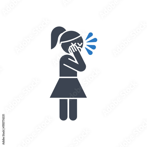 Sneezing Woman Icon