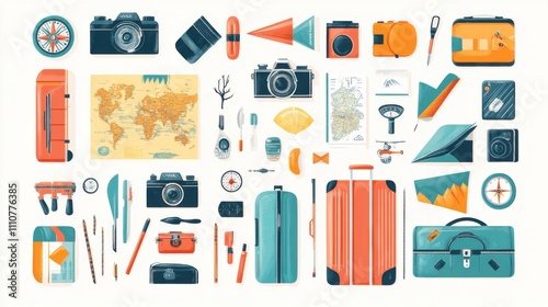 Wallpaper Mural Travel Essentials and Photography Equipment Collection Flat Lay Design Torontodigital.ca