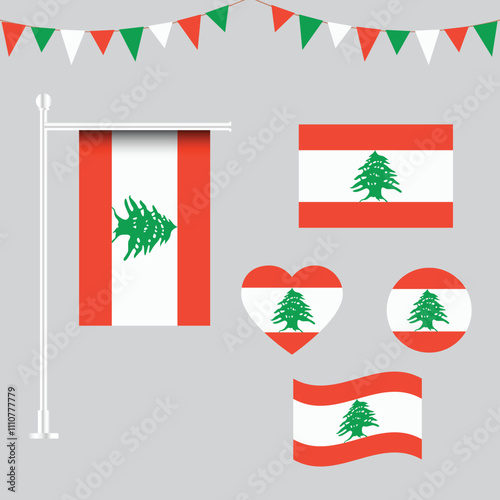 Vector collection of  lebanon emblems and icons in different shapes