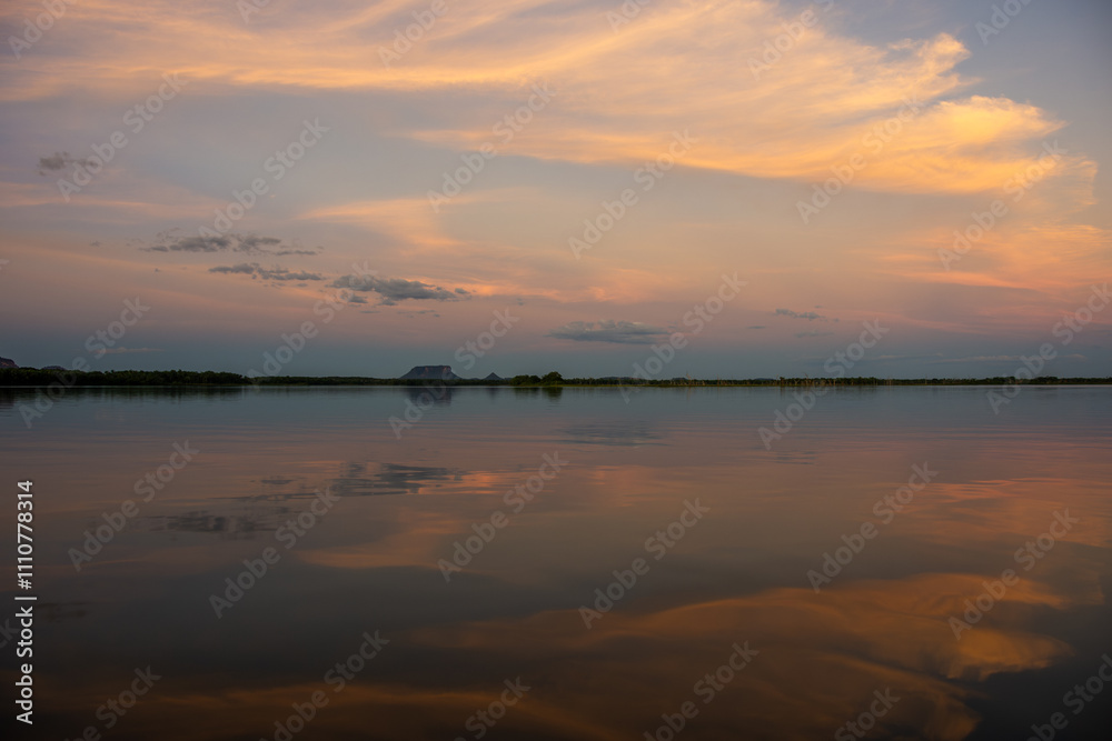 Sunset at Tocantins River and landscape of Chapada das Mesas National Park - Carolina, State of Maranhão Sunset at Tocantins River and landscape of Chapada das Mesas National Park - Carolina, State of Maranhão