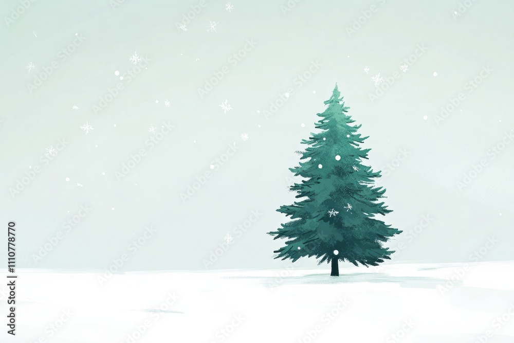 A solitary pine tree in a snowy landscape, evoking winter tranquility and serenity. A solitary pine tree in a snowy landscape, evoking winter tranquility and serenity.