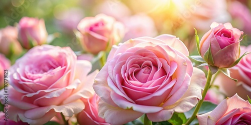 Soft and Serene Background of Pink Roses Perfect for Nature Themes, Weddings, or Romantic Settings - Captivating Floral Imagery for Your Design Needs