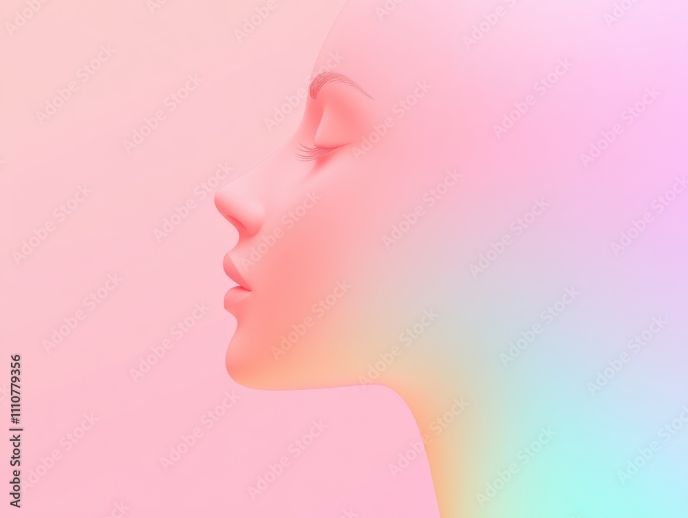 Elegant profile of a mannequin a soft pastel gradient background. Elegant profile of a mannequin a soft pastel gradient background.