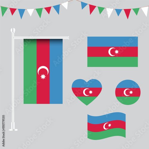 vector collection of Azerbaijan emblems and icons in different shapes
