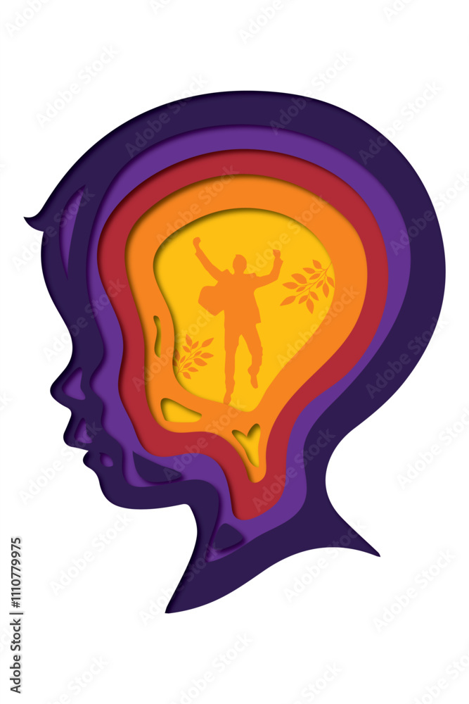 Kid visualizing future success - Emotional state inside a child Kid visualizing future success - Emotional state inside a child