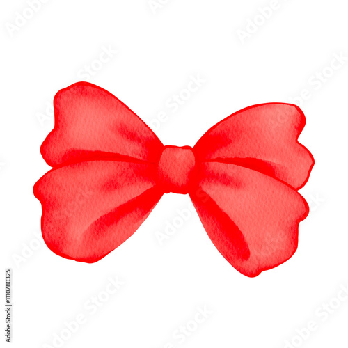 Red Coquette ribbon bow Watercolor