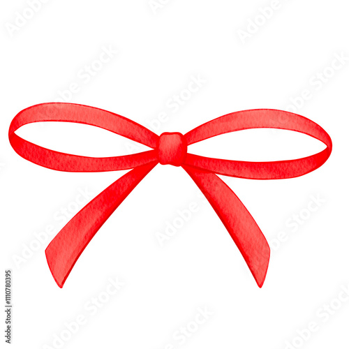 Red Coquette ribbon bow Watercolor