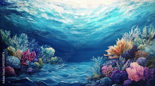 Fototapeta Naklejka Na Ścianę i Meble -  Vibrant underwater coral reef scene.