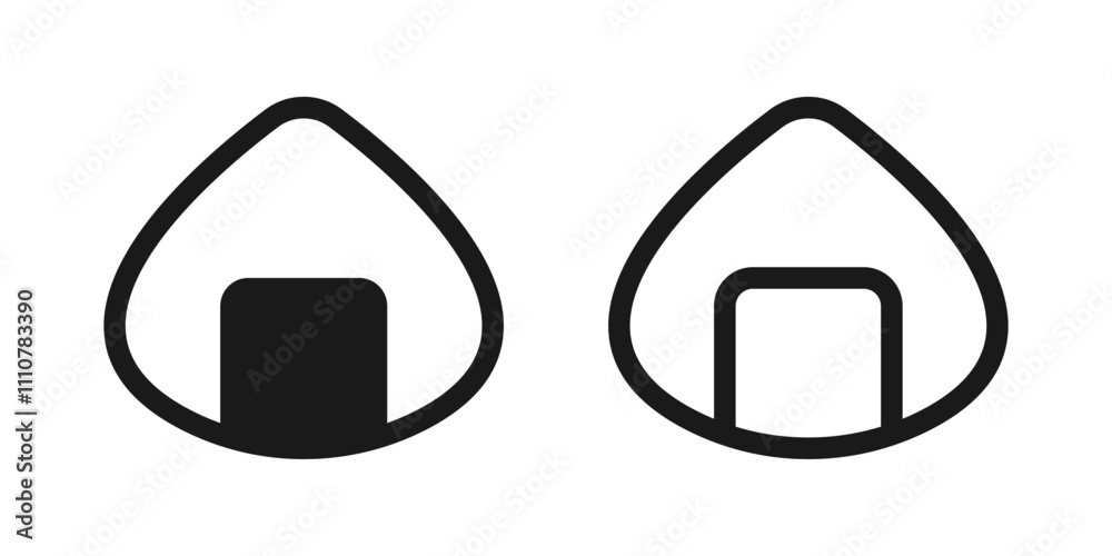 Onigiri icon. Onigiri line art icon. Japanese rice ball wrapped with seaweed