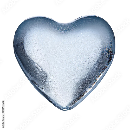 Ice cube, heart shape, front view, transparent background image