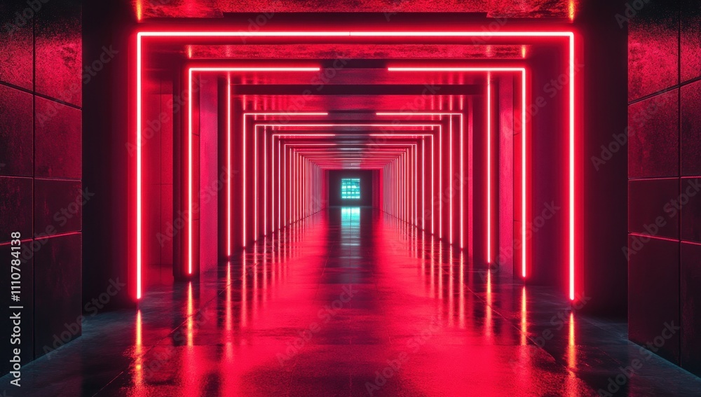 Neon Red Corridor: A Futuristic Cyberpunk Digital Art Neon Red Corridor: A Futuristic Cyberpunk Digital Art