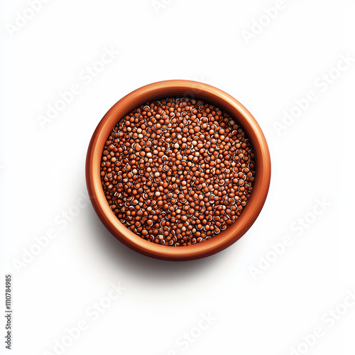 vibrant bowl of mustard seeds in wooden bowl against white background, showcasing their rich color and texture. Perfect for culinary use or decoration