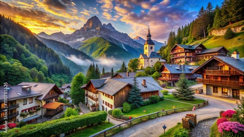 Stunning Architectural Photography of the Beautiful Jolies Montagnes in Châtel, France, Perfect for Scenic Walks Amidst Majestic Mountain Landscapes and Serene Nature Views