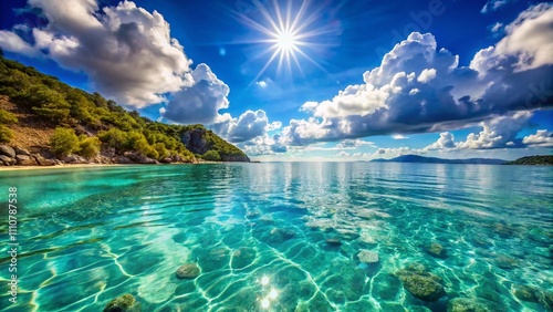 Stunning Conceptual Photography of the Beautiful Clear Sea in Turkey, Showcasing Pristine Waters, Vibrant Marine Life, and Serene Coastal Landscapes Under a Bright Blue Sky