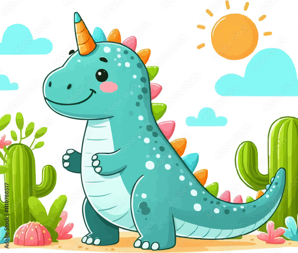 Fototapeta premium a cartoon dinosaur in the background.