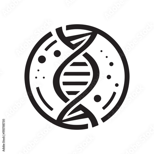 Abstract DNA Silhouette Icon for Biotechnology and Healthcare Logos