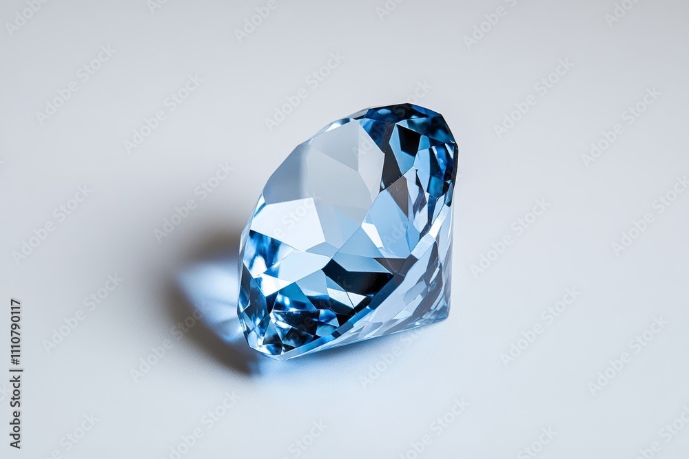 Sparkling Diamond, Flawless Gemstone on White Background; Use Blue, Silver Sparkling Diamond, Flawless Gemstone on White Background; Use Blue, Silver