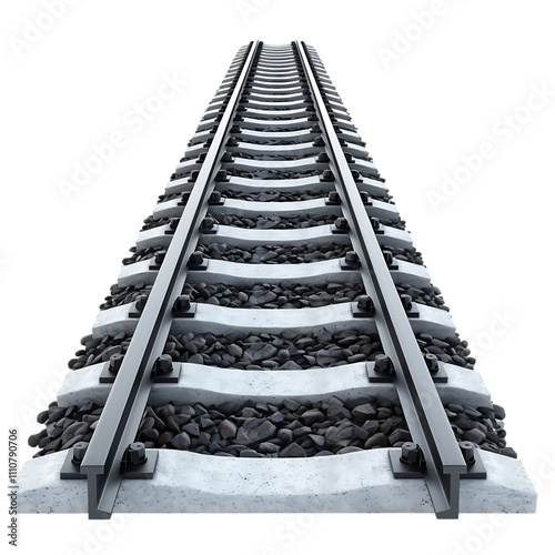 New Railway Tracks with Concrete Sleepers Vanishing into the Distance - Transparent PNG