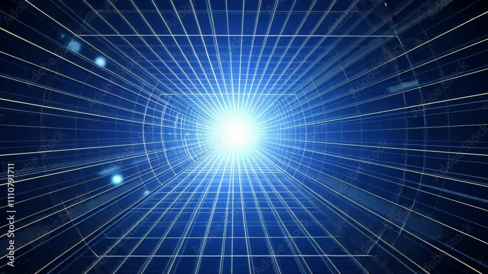 Abstract Blue Light Tunnel with Grid Lines Journey Through Depth and Motion, Exploring Intersection of Technology and Wonder. Abstract Blue Light Tunnel with Grid Lines Journey Through Depth and Motion, Exploring Intersection of Technology and Wonder.