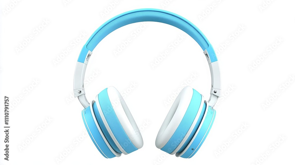 Stylish Blue and White Wireless Headphones Music Audio Device