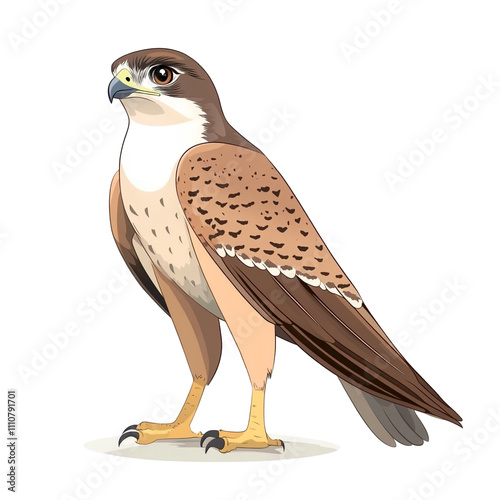 Majestic Falcon: A Detailed Illustration of a Brown and White Falcon photo