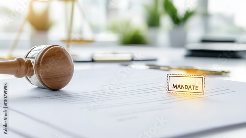 Legal Mandate Document with Gavel photo