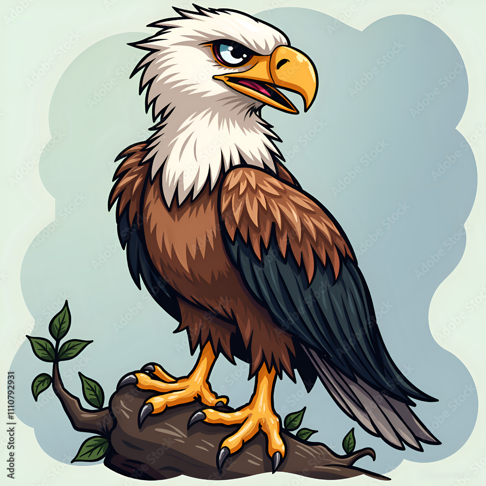 Obraz premium A majestic eagle perched with confidence and authority in a vibrant, artistic style, digital art of animal portrait concept.