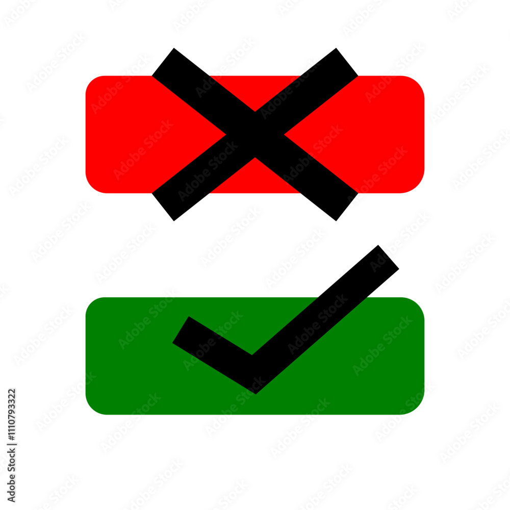 Obraz premium vector of accepted and rejected signs, Yes and No on white background.
