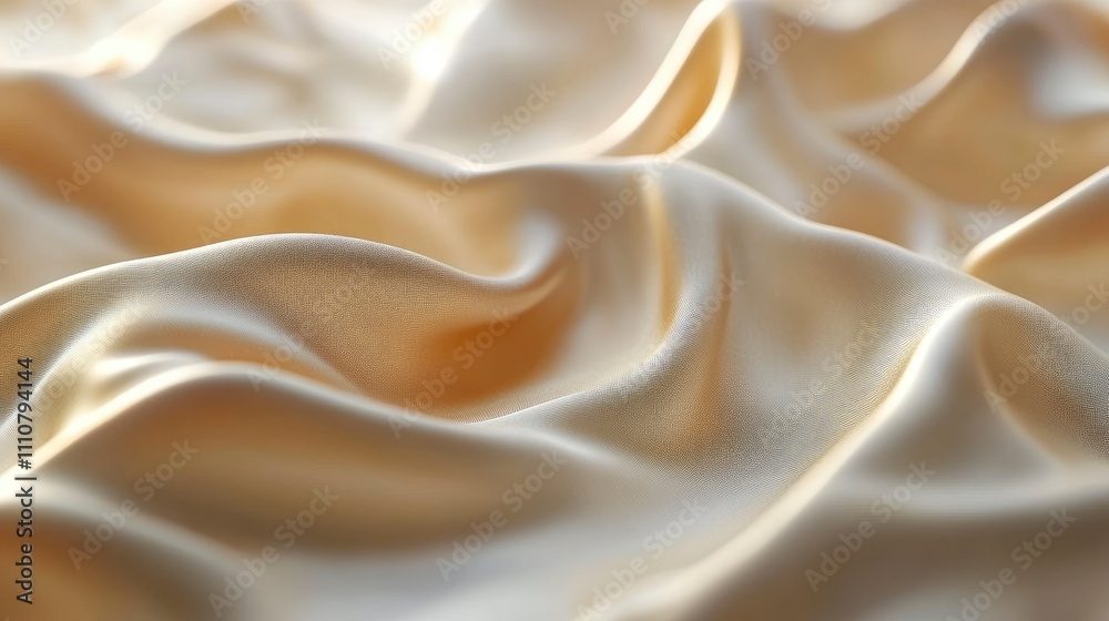 Obraz premium A close-up view of soft, flowing fabric with gentle folds and a light sheen.